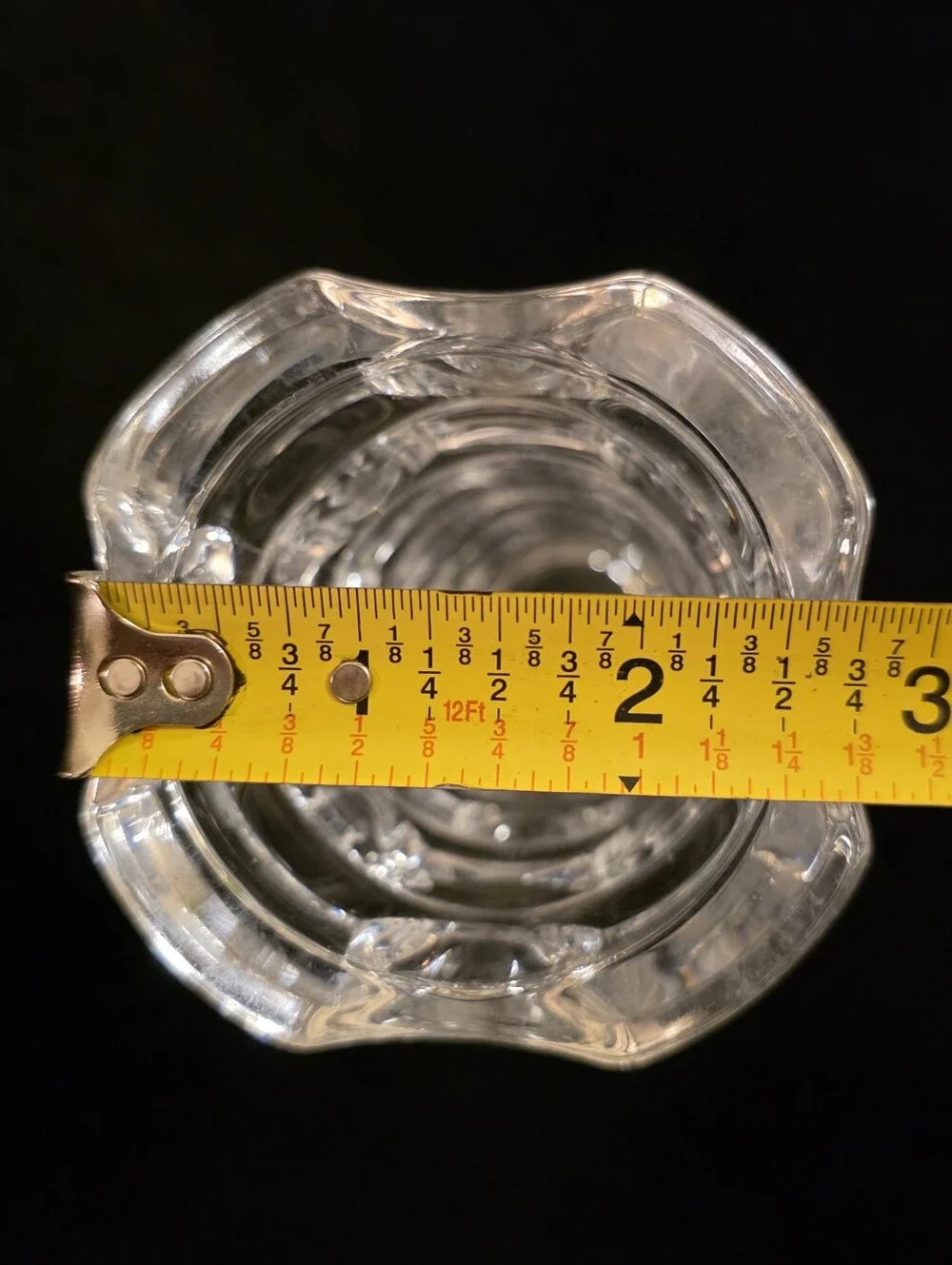 Vintage Heavy Clear Glass Vase Geometric Space Age Brutalist 8.75